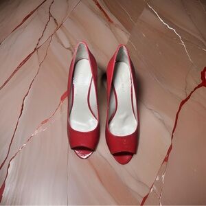 SOLD! Nine West Red Patent Leather Peep Toe